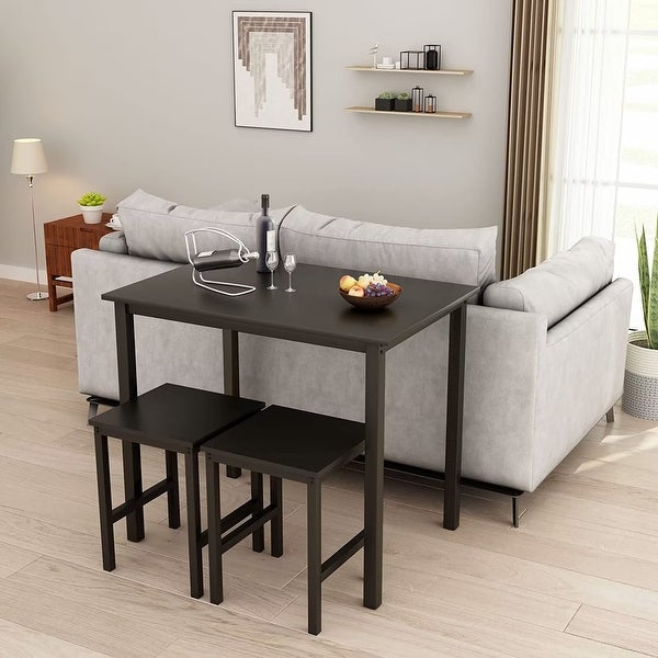 3 Piece Pub Dining Table Set， Industrial Bar Table Set with 2 stools for Home， Kitchen， Dining Room， Bar