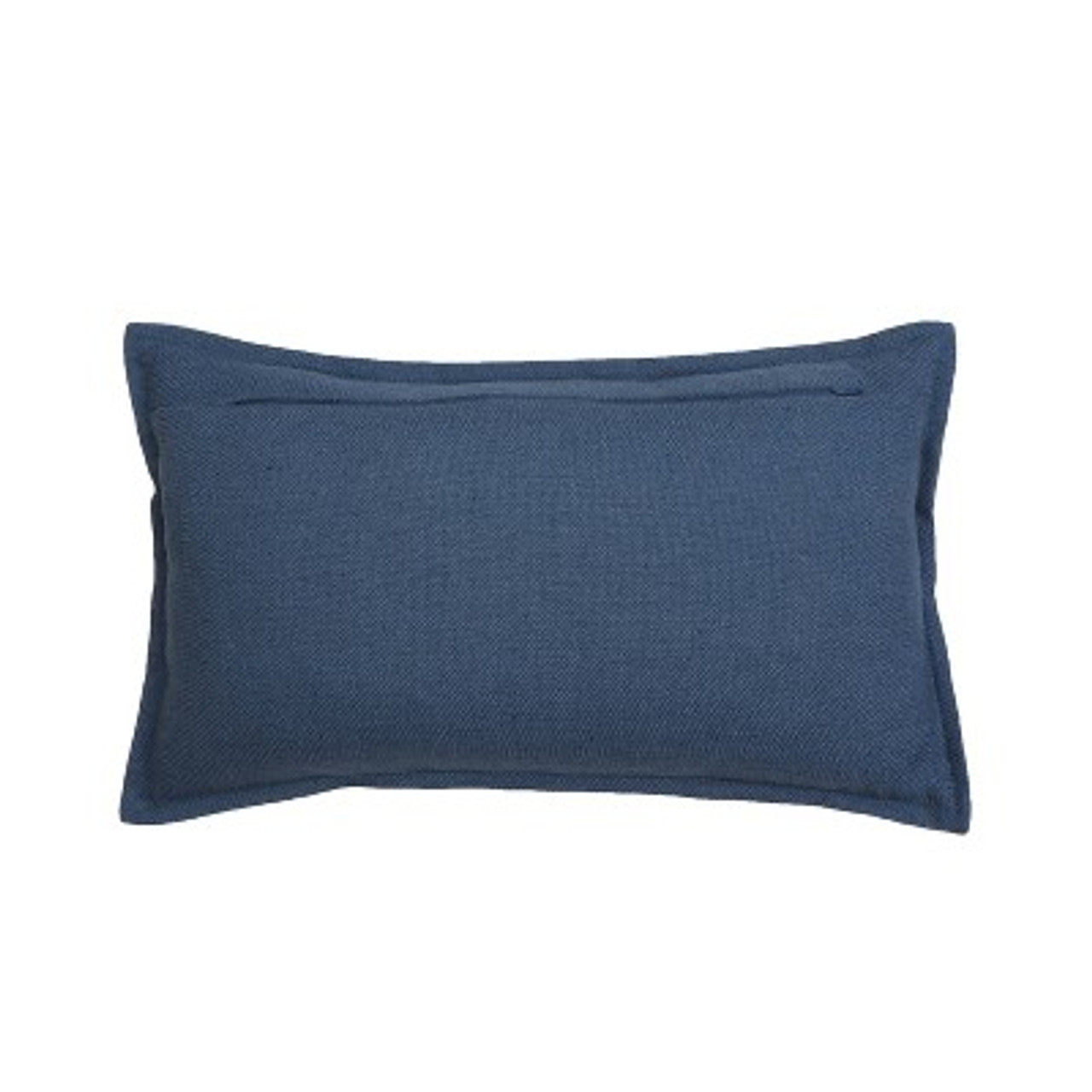 12x20 Oversize Tracie Embroidered Faux Linen Flange Lumbar Throw Pillow Navy - Decor Therapy