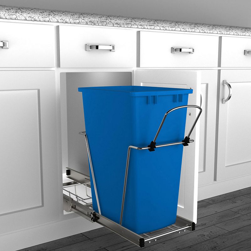 Rev-a-shelf Pull Out Trash Can 35 Qt For Kitchen Cabinets， Blue， Rv-12kd-22c-s