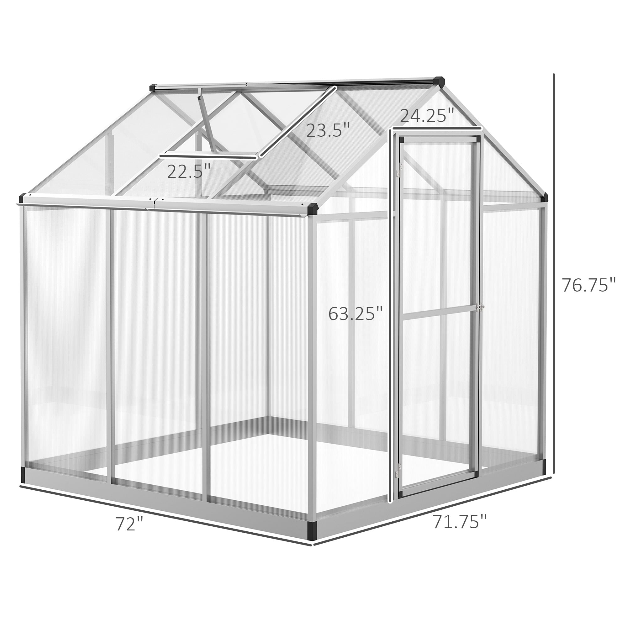 Outsunny 6' x 6' Portable Outdoor Walk-In Garden Greenhouse w/ Roof Vent