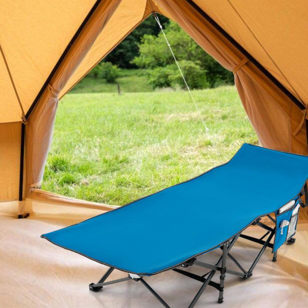 Alpulon Blue Wide Foldable Camping Cot with Carrying Bag ZMWV069