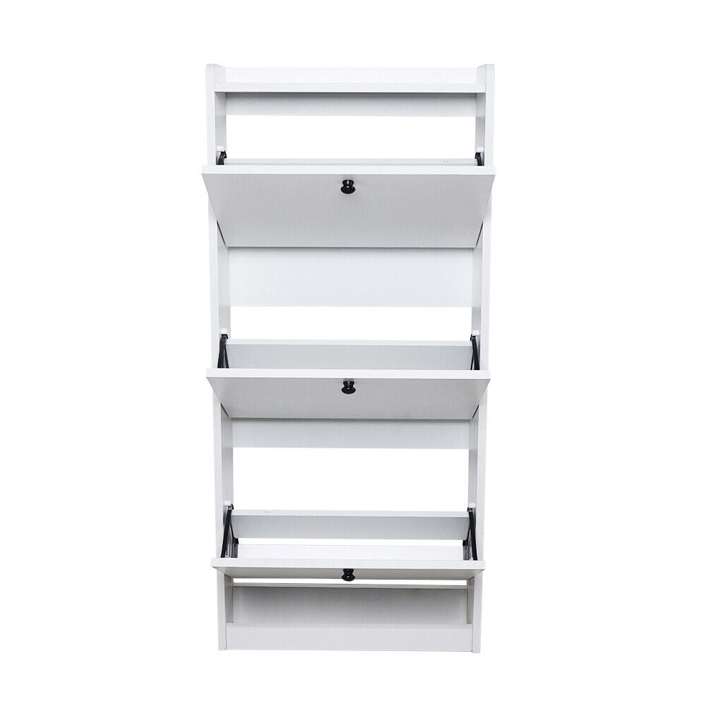 TFCFL 3-Tier Shoe Rack Storage Organizer with Drawers White Entryway 3-Tier Shoe Rack Storage Organizer with Drawers White Entryway Storage Cabinet Storage Cabinet