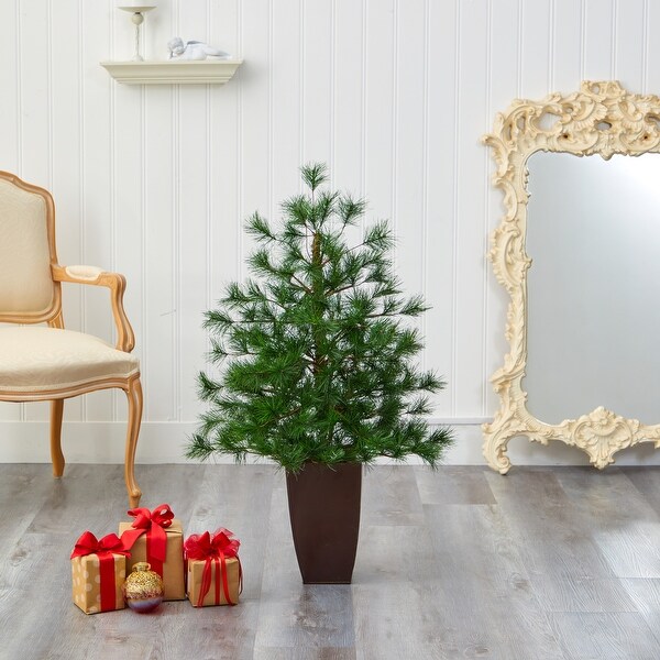 40 Artificial Christmas Tree in Bronze Metal Planter