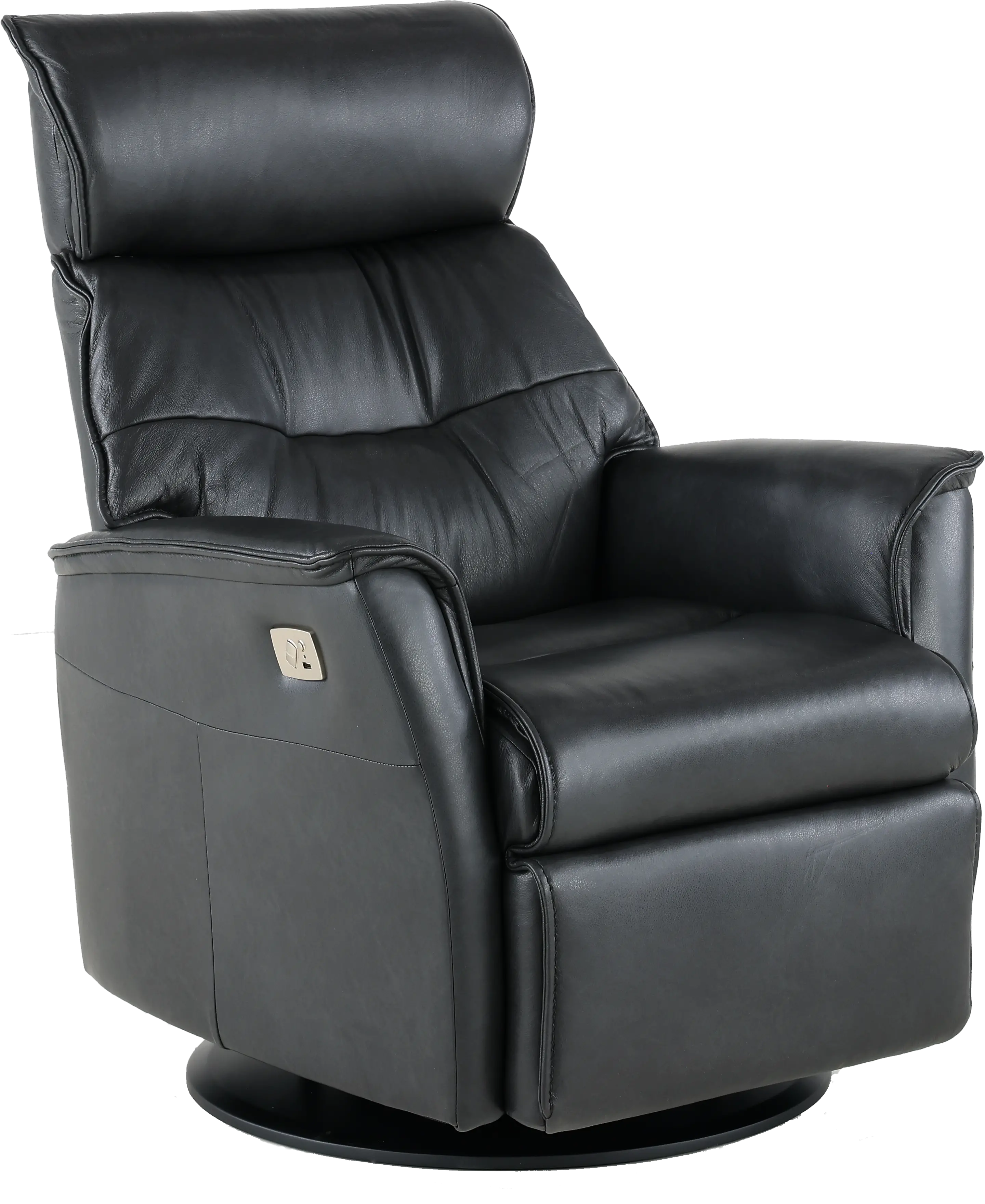 Captain Gray Standard Leather Swivel Glider Power Recliner