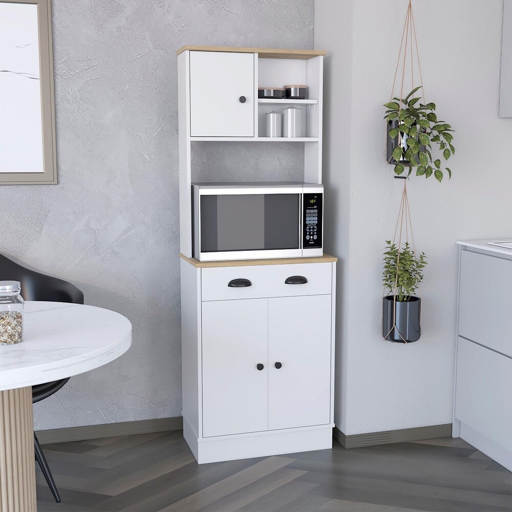 Wooden Pantry Cabinet with Drawer and 3 Doors