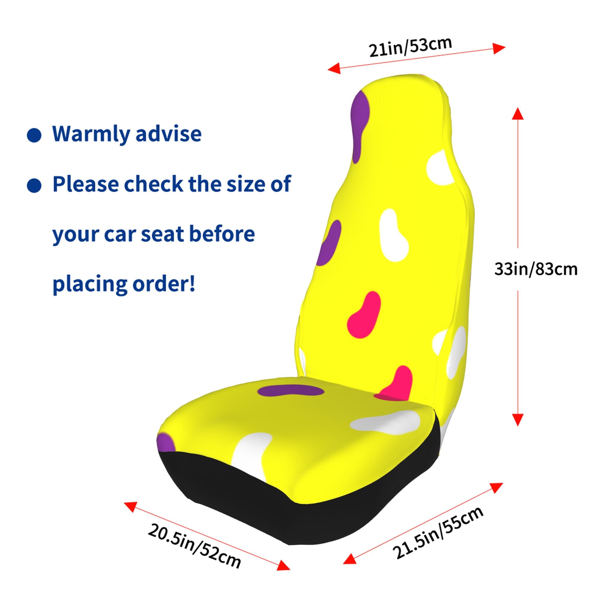 ZICANCN Car Seat Cover Candy Yellow Print Car Front Seat Covers Protectors ， Automotive Seat Covers for Cars Trucks Suv