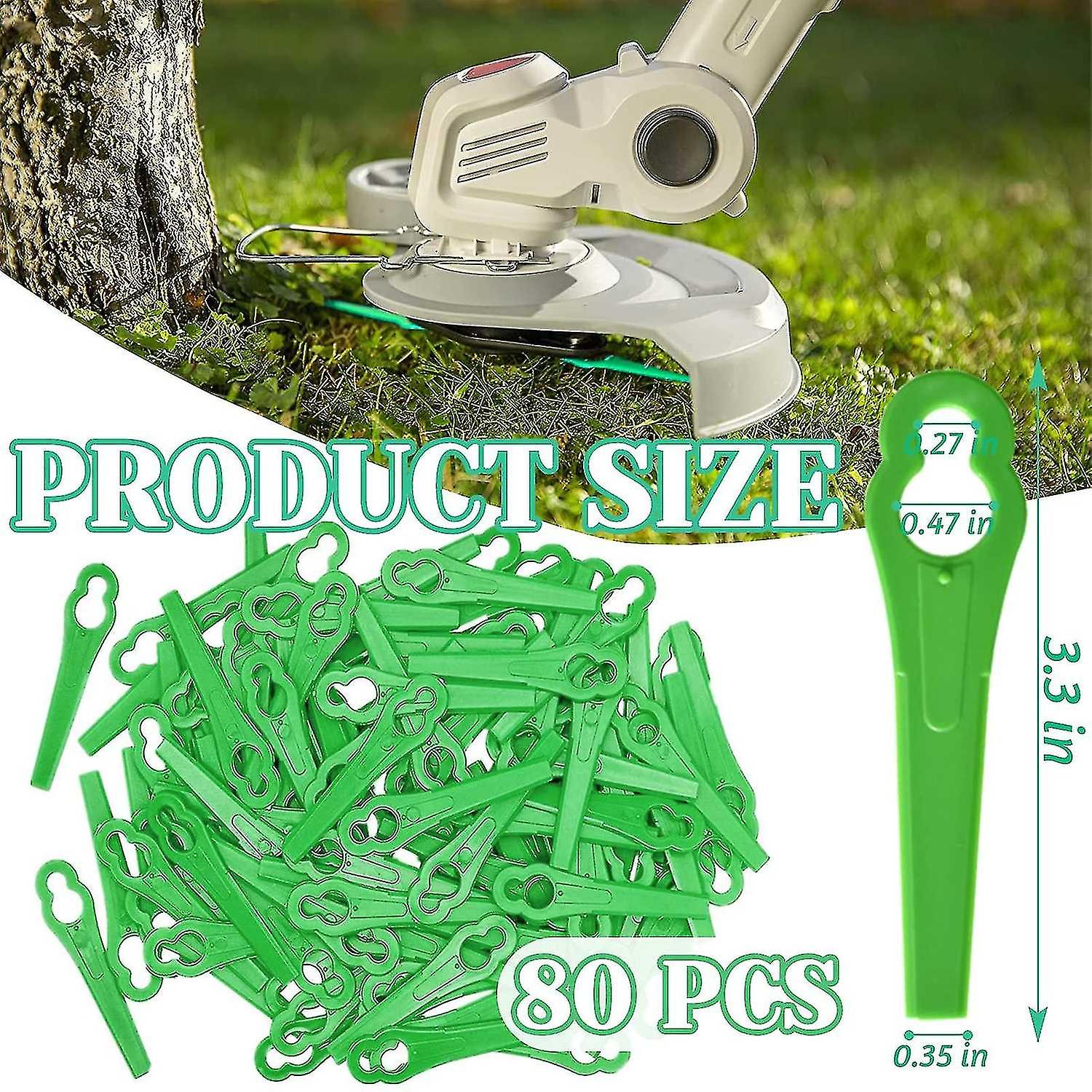 80pcs Grass Trimmer Replacement Blades，83mm Plastic Garden Mower Blades Cordless Lawn Mower Cutting