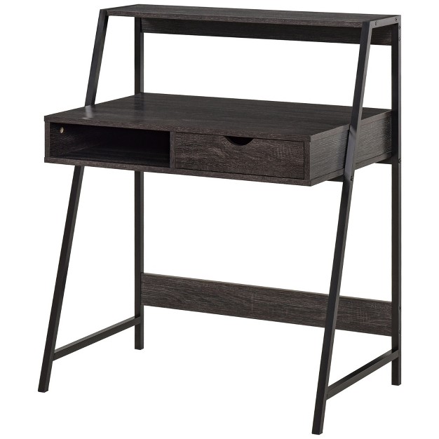 Homcom Home Office Desk Computer Desk For Small Spaces Writing Table With Drawer And Storage Shelves