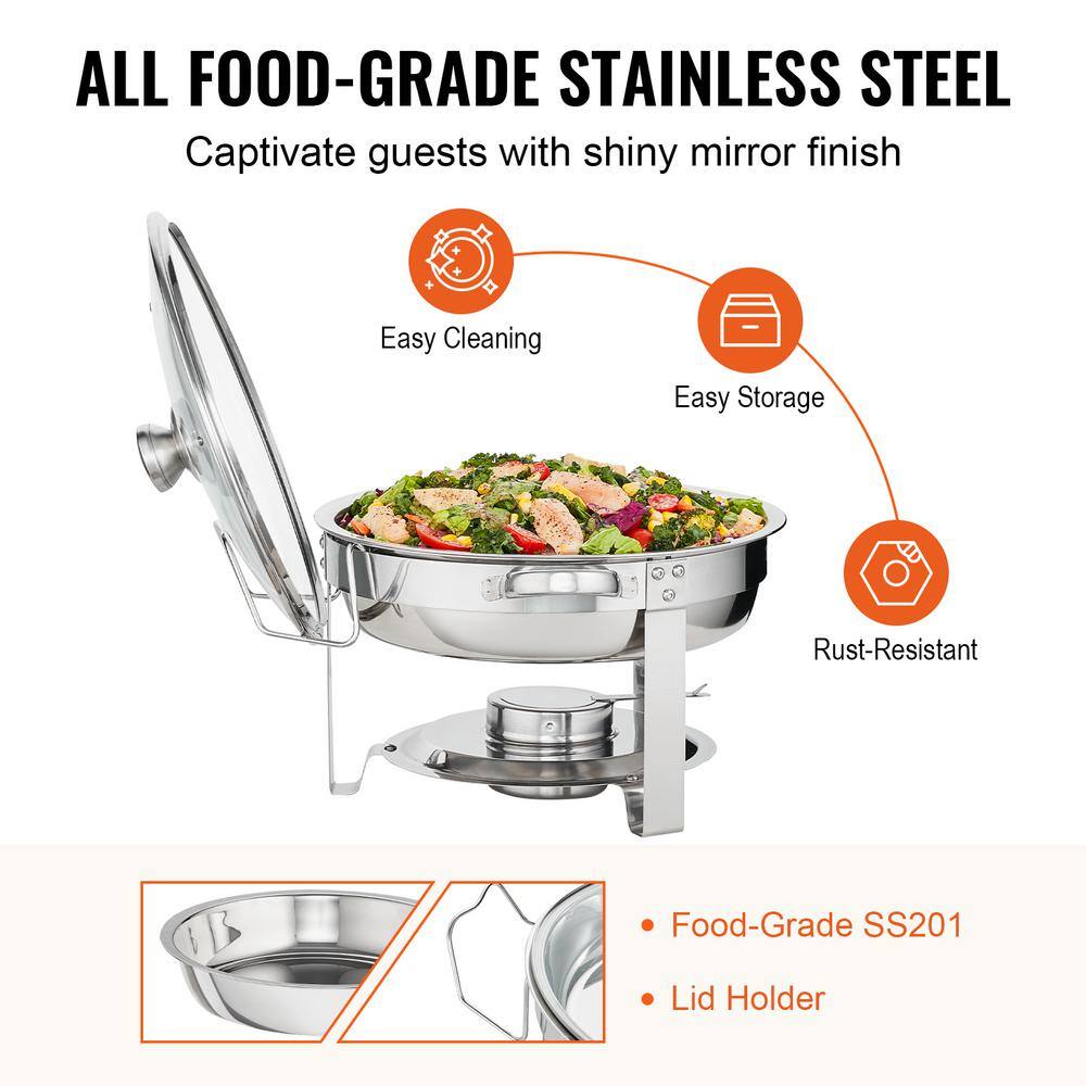 VEVOR 4 qt. Chafing Dish Buffet Set Stainless Steel Chafer with 2 Full Size Pans Round Catering Warmer Server (2-Piece) YXKCLJTYX24QTKHZ6V0