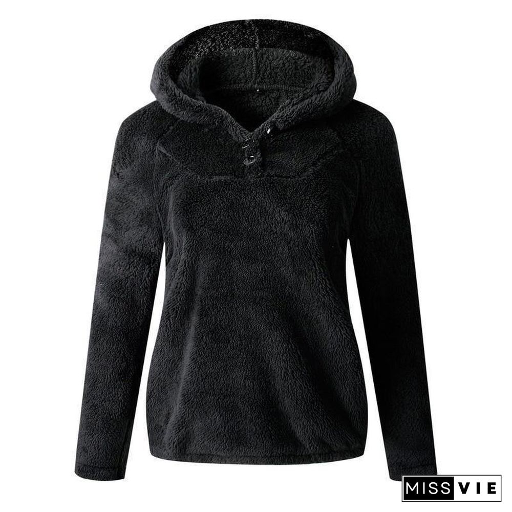 New Autumn Winter Hoodies Women Aesthetic Clothes Pure Color Hedging Plush Long Sleeve Streetwear Tops Fall Women Clothing