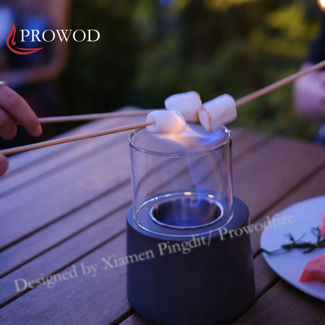 Prowod Hot Sellers Cement Portable Tabletop Bio Ethanol Mini concrete fire pit for Camping