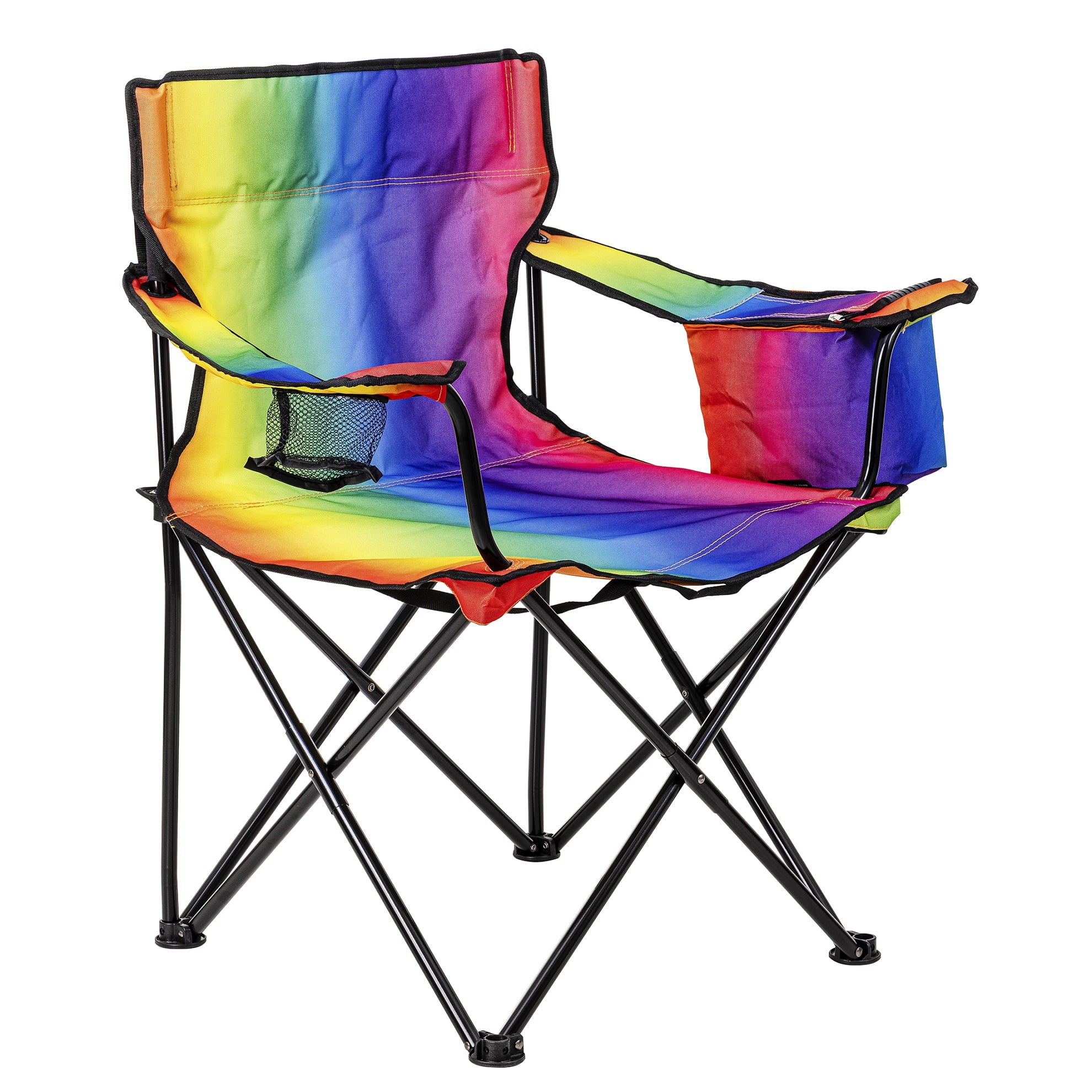 Ozark Trail Oversized Camp Chair with Cooler, Rainbow Ombre Design, Watercolor Rainbow, Adult