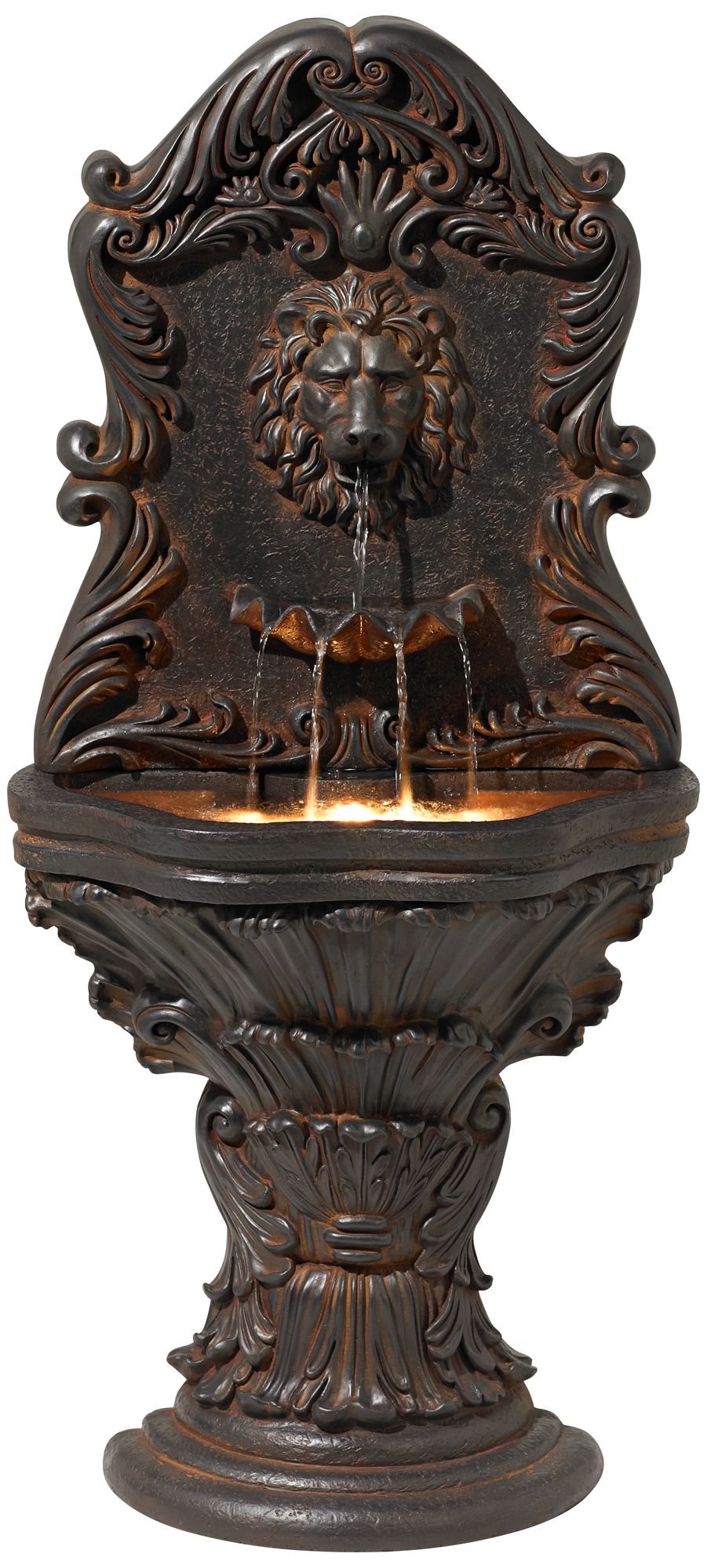 John Timberland Antiqued Outdoor Wall Water Fountain with LED Light 50