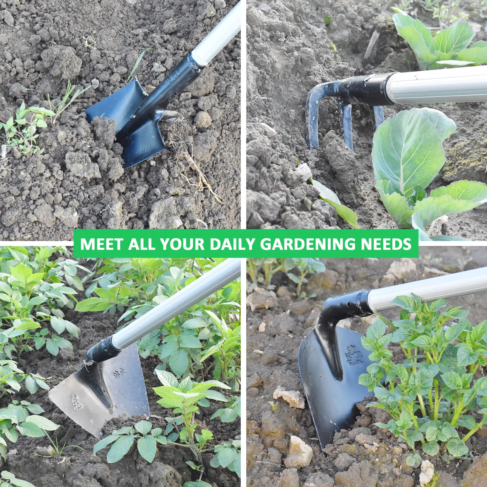 Multi tool garden tool set heavy duty shovel spadeSet digging seeding planting weeding tool with adjustable handle for gardener