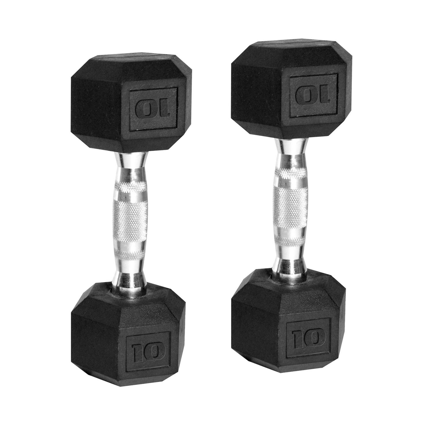 CAP Barbell， 10lb Coated Rubber Hex Dumbbell， Pair (Ships in 2 Boxes)