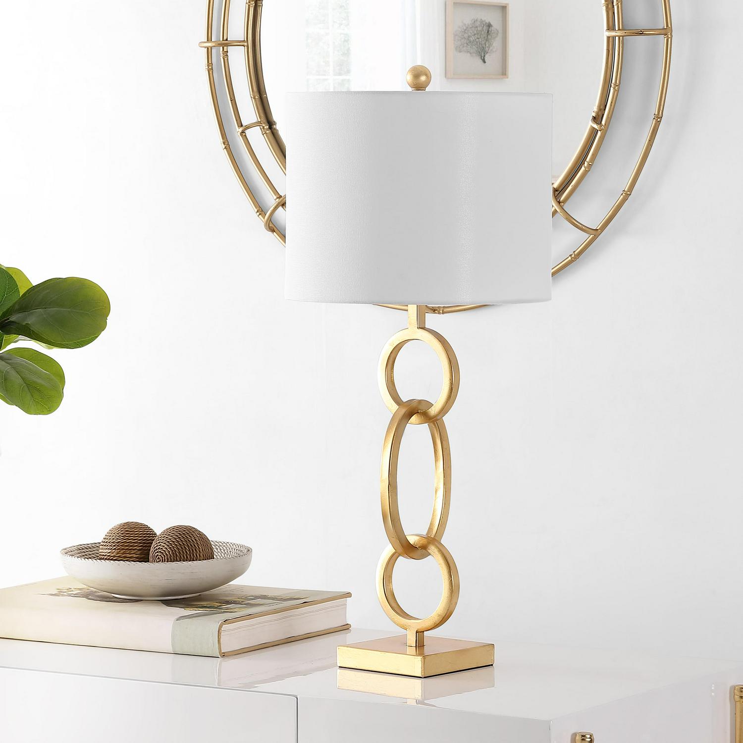 Safavieh Alaia 32 in. Round Chain Iron Table Lamp， Gold