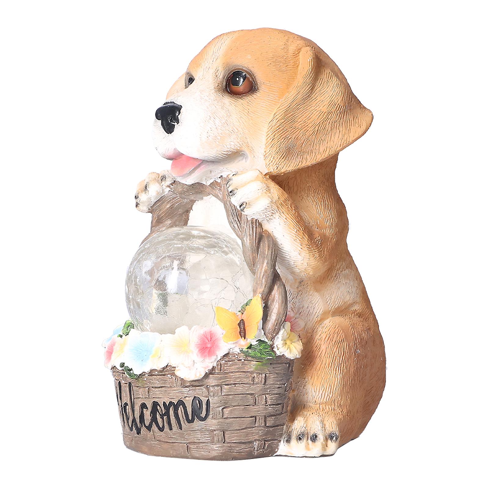 Innovative Solar Night Light Simulation Resin Cute Puppy Decoration Ornament For Outdoor Garden