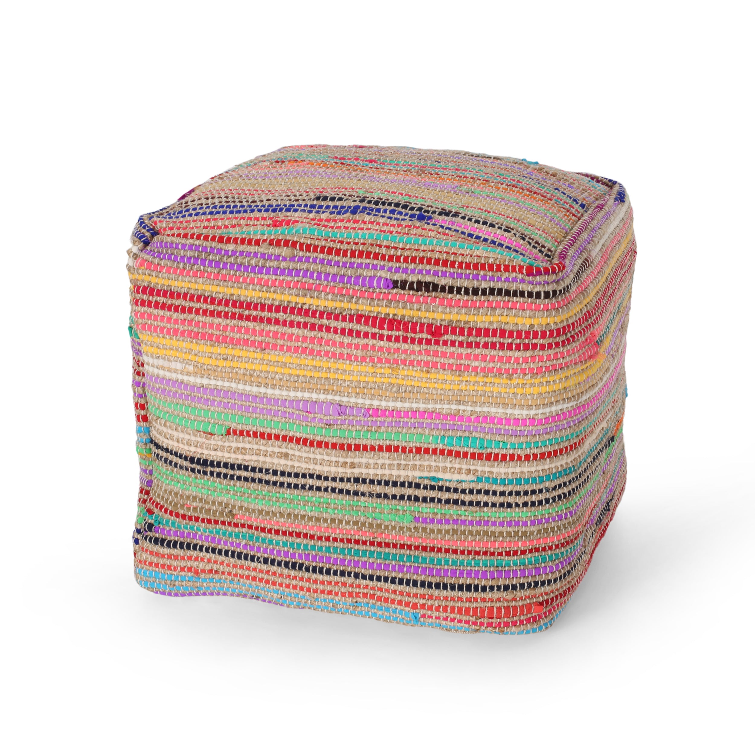 Kenta Boho Jute and Chindi Pouf