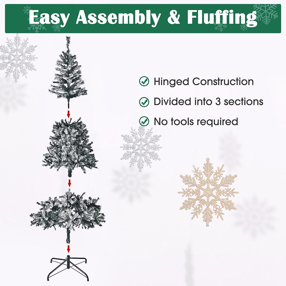 Yescom Flocked Christmas Tree White (7.5ft, 5ft, 3ft Options)