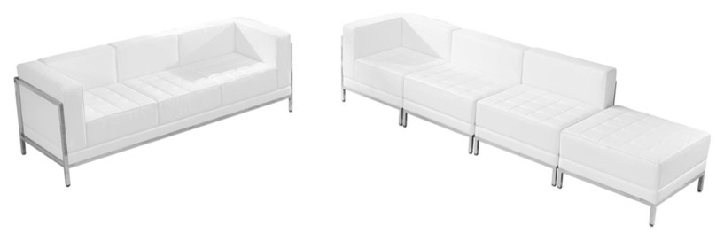 Imagination Series Melrose White Leather Soft Sofa  ampLounge Chair Set  5 Pieces   Contemporary   Living Room Furniture Sets   by Beyond Design  ampMore  Houzz