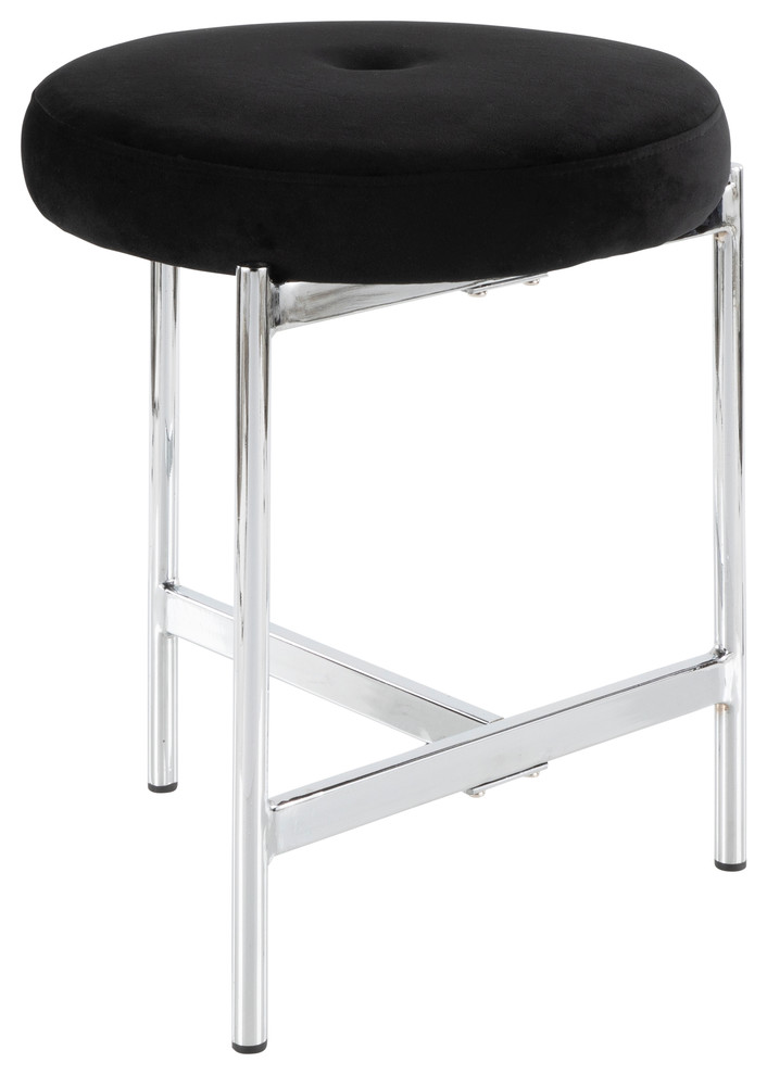 LumiSource Chloe Vanity Stool  Chrome and Black Velvet   Contemporary   Vanity Stools And Benches   by LumiSource  Houzz