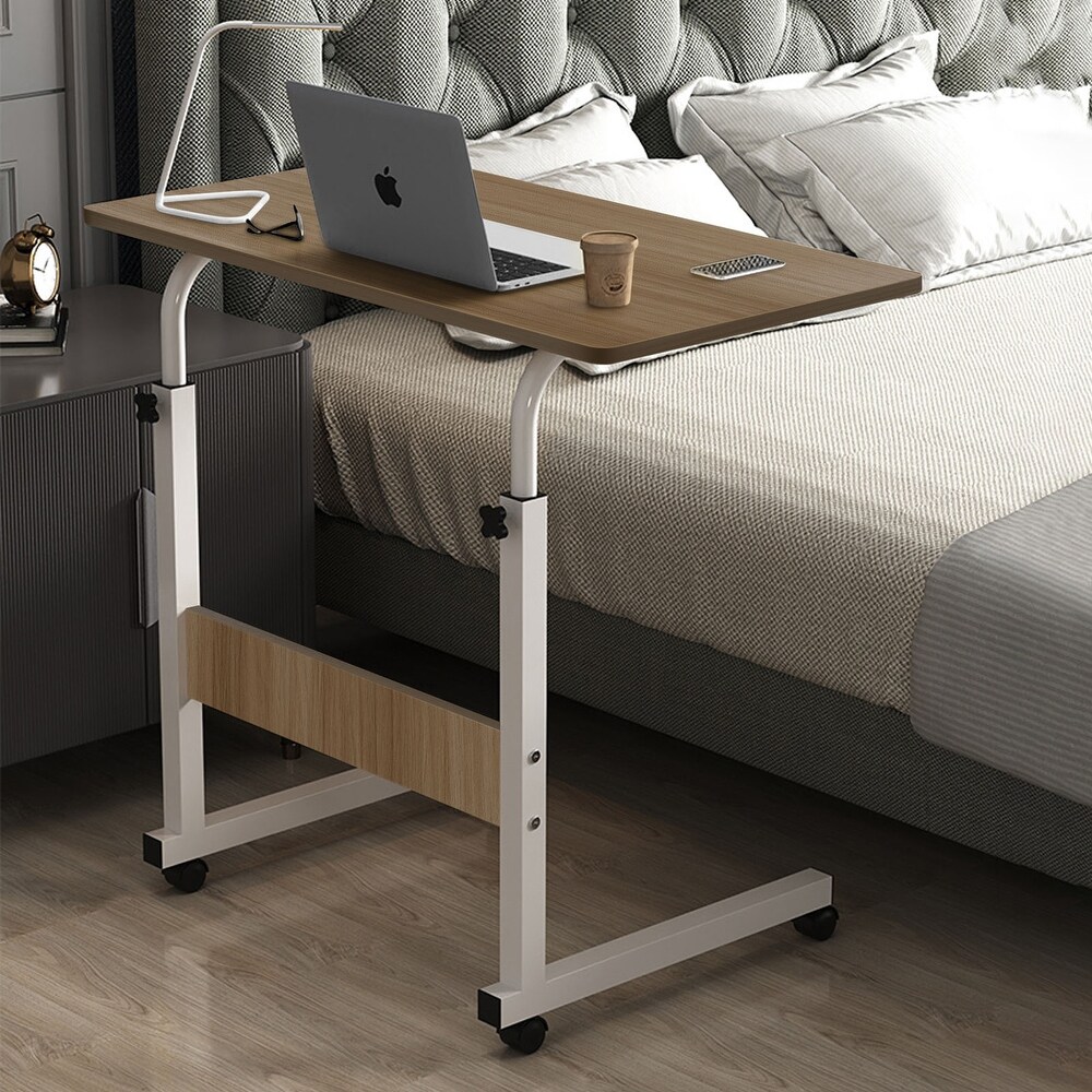 Adjustable Height C Shaped End Table Mobile Laptop Desk Rolling Stand   23.6\