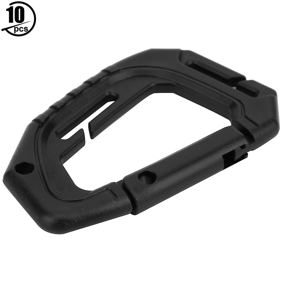 10pcs High Strength D-ring Plastic Carabiner Keychain Hook Buckle For Outdoor Climbingblack