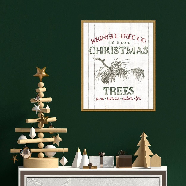 X 20 quot Christmas Tree Farm Sign By Wild Apple Portfolio Framed Canvas Wall Art Amanti Art