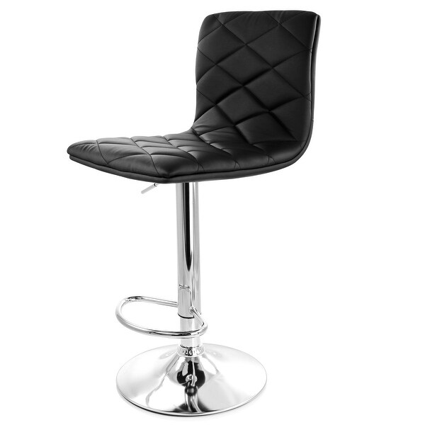 Elama 2 Piece Adjustable Diamond Tufted Faux Leather Bar Stool - 2 Piece Set