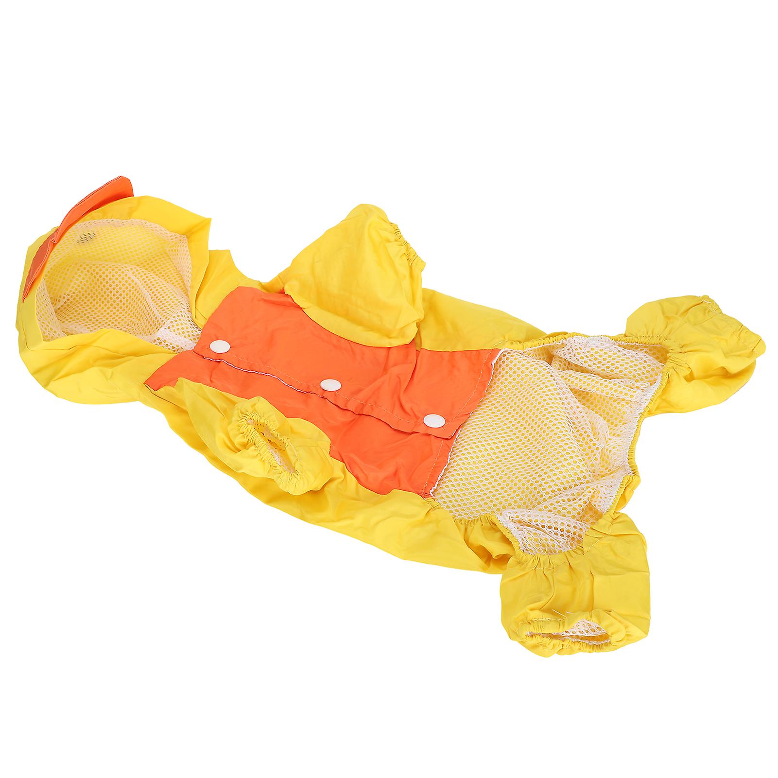 Dog Cute Raincoat Hooded Cloak Rain Jacket Cover Waterproof Polyester Pet Wearing Clothingyellow M