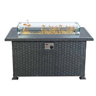 KOZYARD Gray 43 in. x 28 in. Rectangle Aluminum 24 in. H Outdoor Fire Pit Table KZEPT8000GR