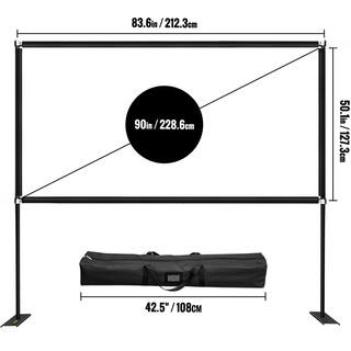 VEVOR 90 in. Outdoor Movie Screen with Stand Portable Movie Screen 16:9 HD Wide Angle Projector Screen for Office Home Theater TYPMYDSTYPM90KXB2V0