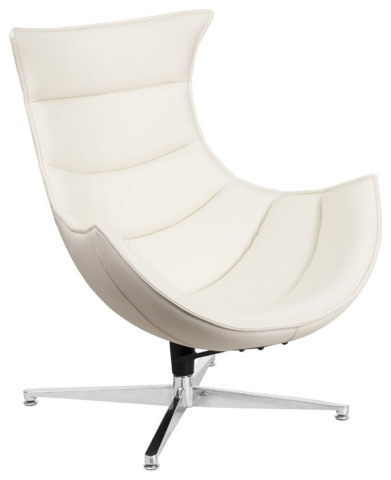 Flash Furniture Leather Cocoon Chair in White   Modern   Armchairs And Accent Chairs   by Homesquare  Houzz