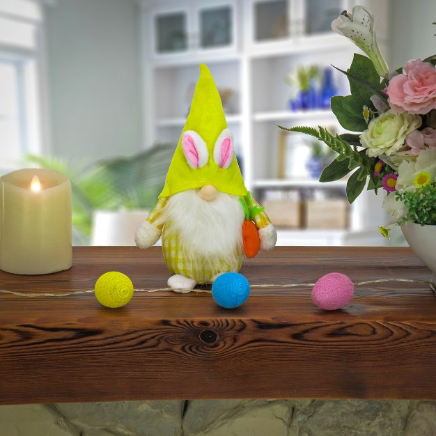 National Tree Company Easter Bunny Gnome Table Decoration Yellow Easter Collection 11 Inches