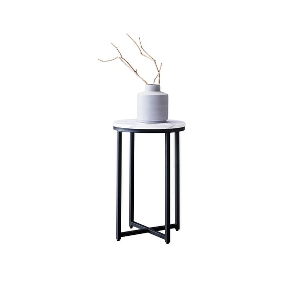 JASIWAY End Table Round Coffee Table with Metal Frame