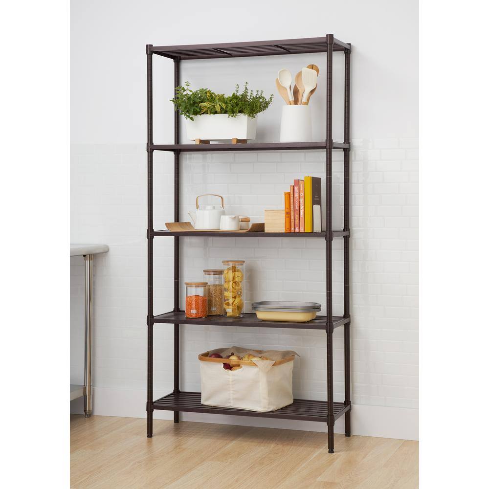 Trinity Bronze 5-Tier Steel Wire Shelving Unit (36 in. W x 72 in. H x 14 in. D) TBFPBR-2502