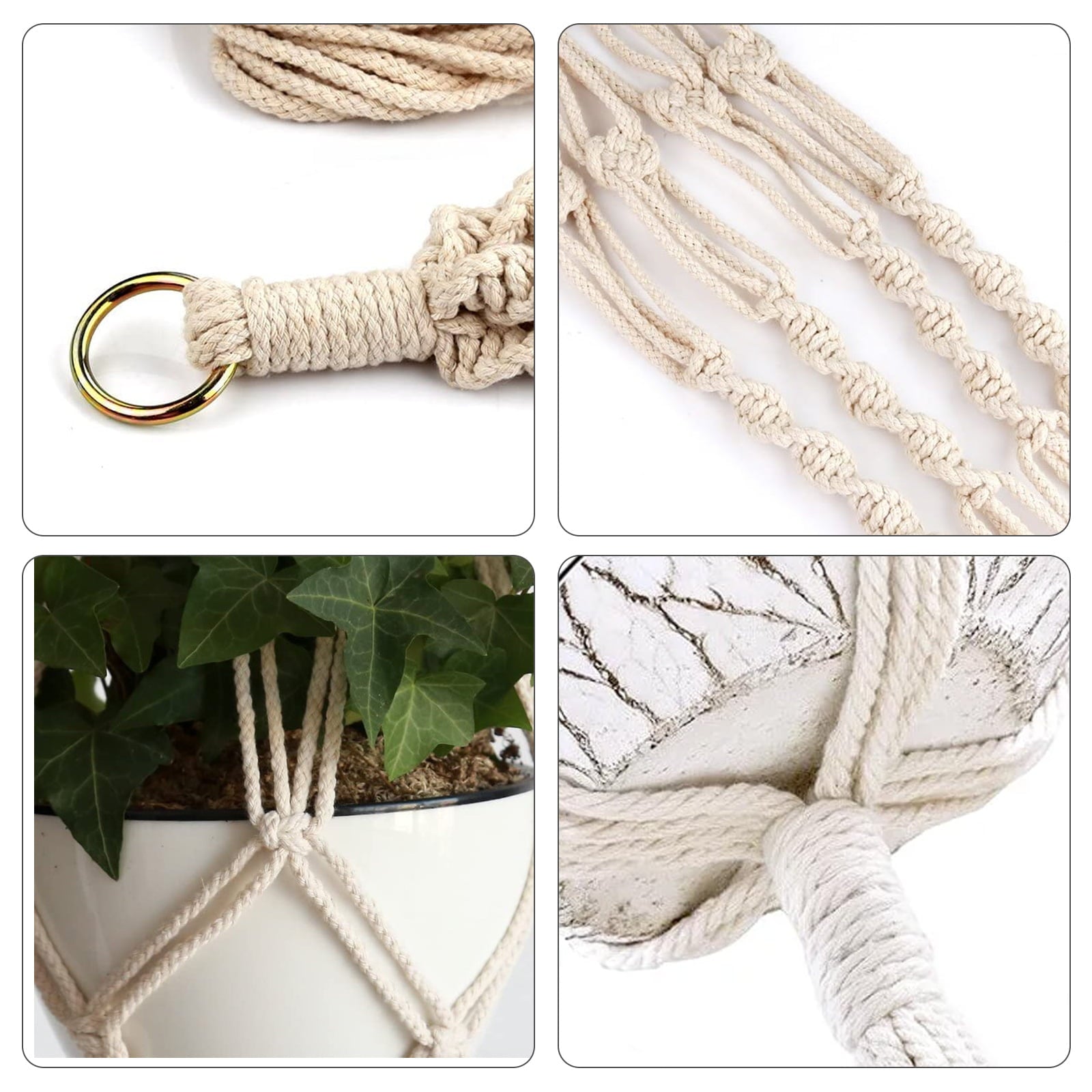 2pcs Macrame Plant Hangers, EEEkit Indoor Outdoor Hanging Planter Shelfs, Decorative Flower Pot Holder Hanging Baskets for Plant, Boho Home Decor, for Succulents, Cacti, and Herbs, in Box