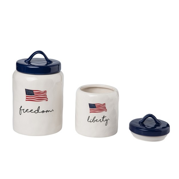 Patriotic Sentiment Canister Set Of 2