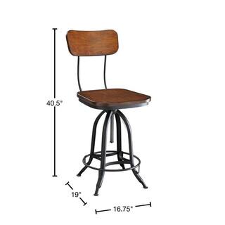 Carolina Cottage Mason 38.25 in. H Chestnut with Black Metal Frame with Backrest Adjustable Stool 1624WBCHETBK