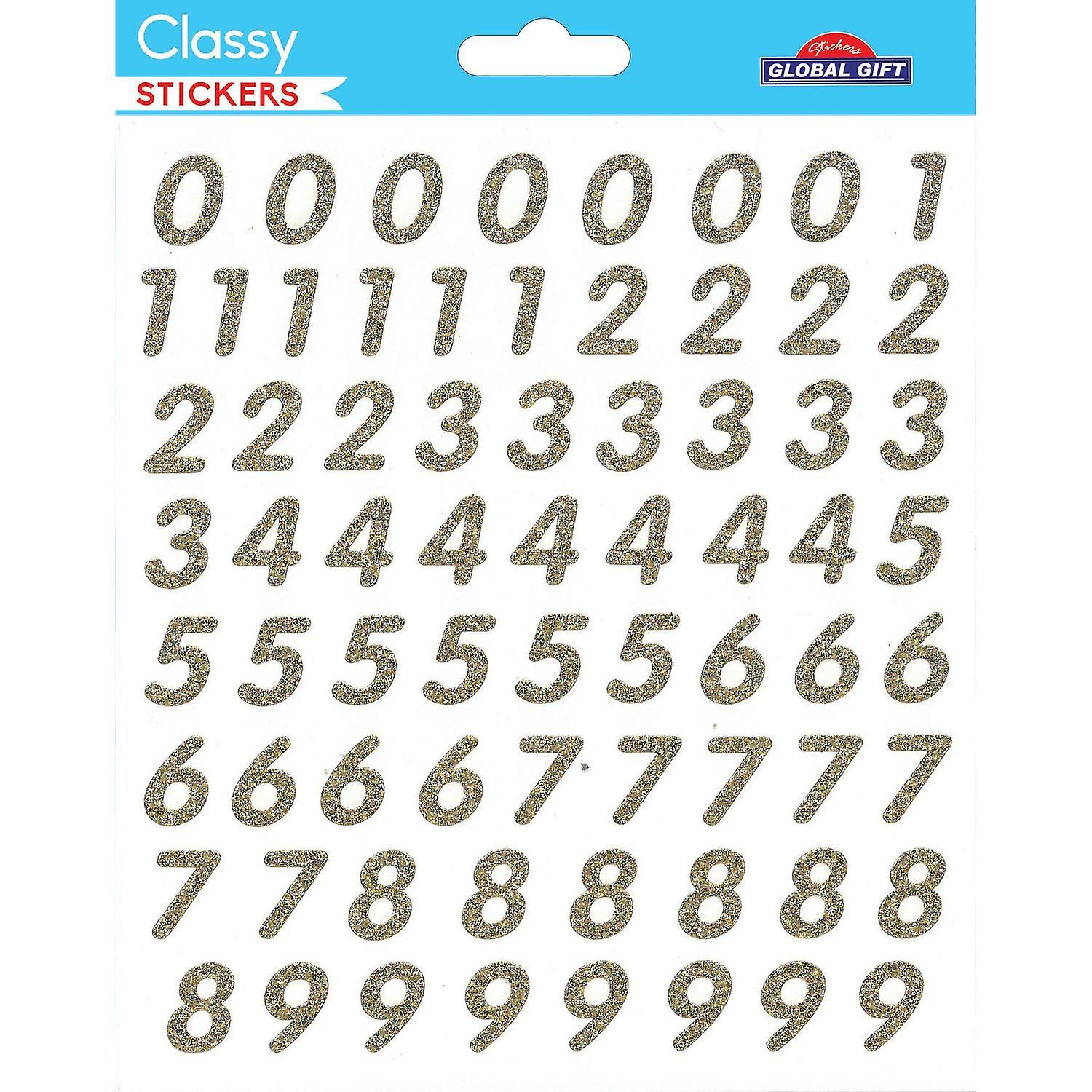 70 Stickers - Numbers - Gold glitter