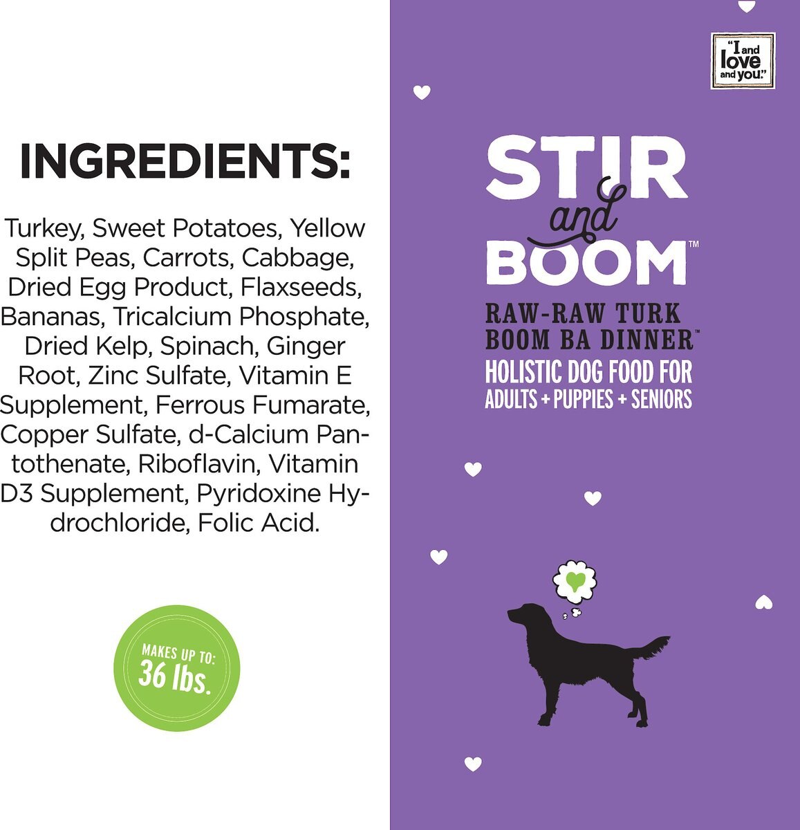 I and Love and You Stir and Boom Raw Raw Turk Boom Ba Dinner Grain-Free Dehydrated Dog Food