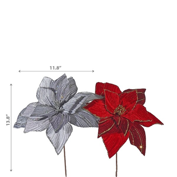 Christmas Glitter Spiral Poinsettia Pick