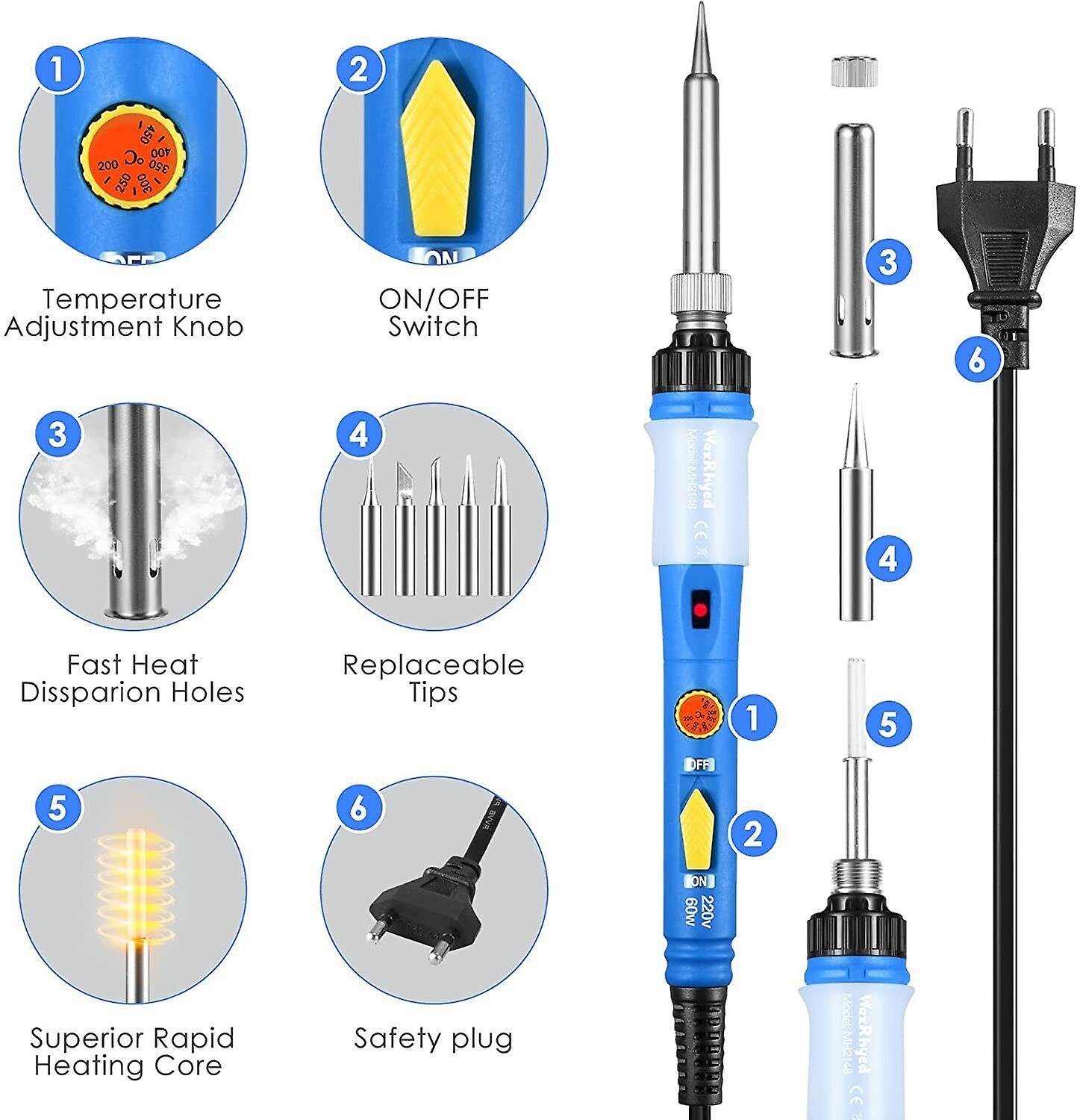 Soldering Iron Set 60w Temperature Desoldering Pump Station Multimeter