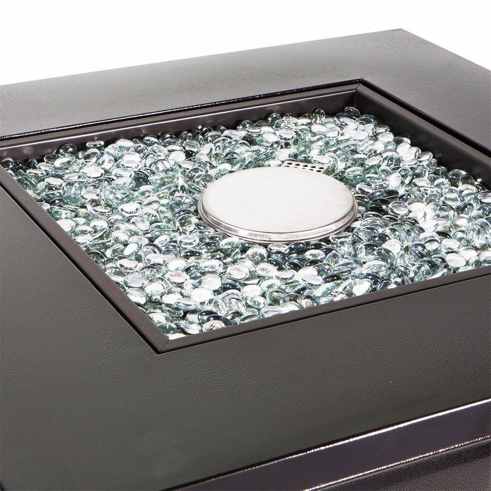 Barton 30 in. x 29 in. Square Aluminum Propane Fire Pit with Fire Glass and Weather Cover 96801-H2