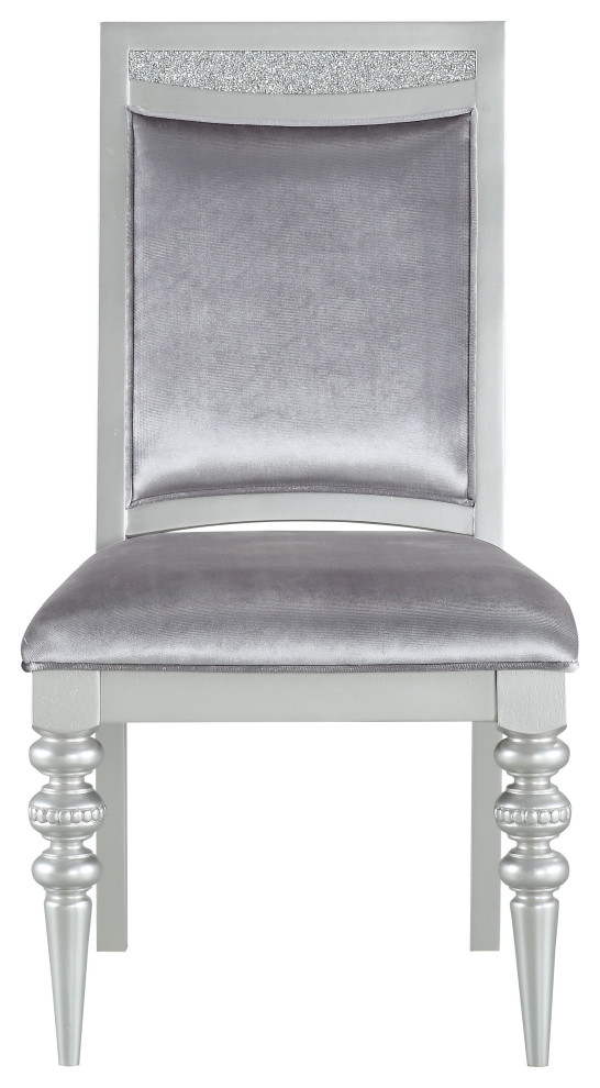 ACME Maverick Side Chair  Set 2  Fabric and Platinum   Traditional   Dining Chairs   by Homesquare  Houzz