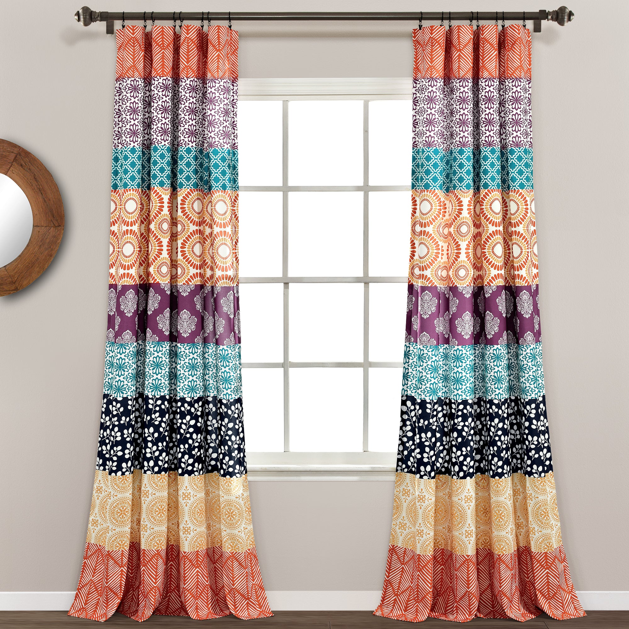 Bohemian Stripe Window Curtain Panel Set