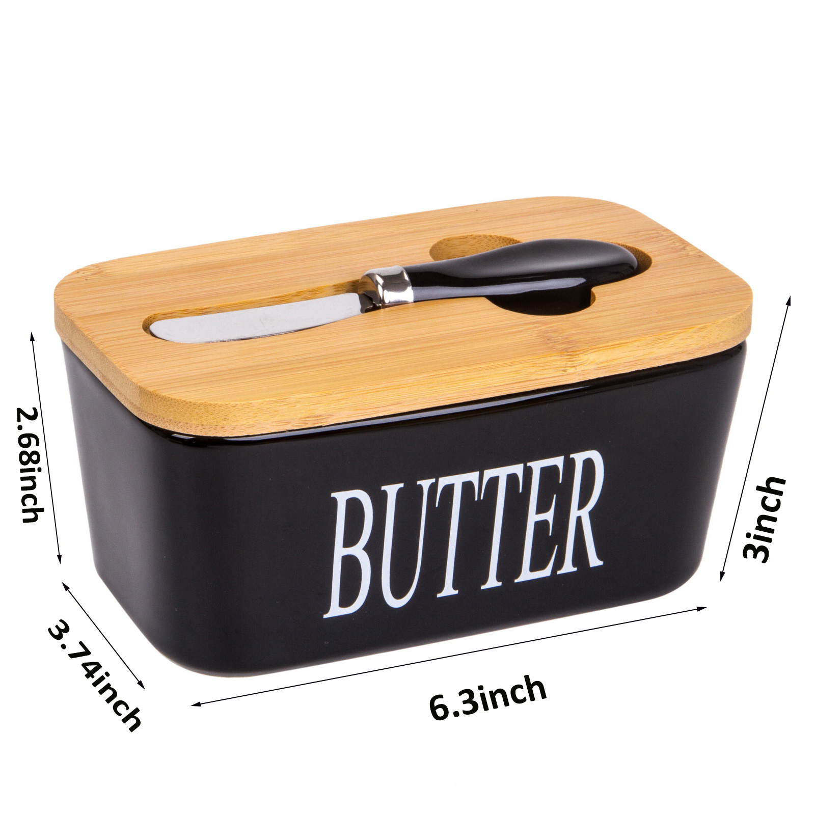 Larger Butter Dish with Cover and knife-Ceramics Butter Container with Lid for Countertop，Butter Dishes with Covers Perfect for East West Coast Butter