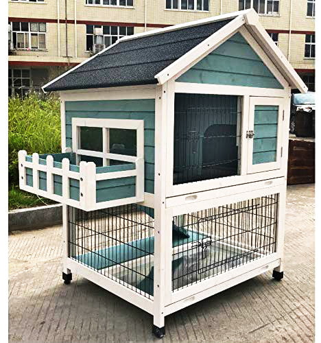 Garden Window Wooden Rabbit Hutch Bunny Cage Guinea Pig House Ferret Chinchilla Small Animal Habitat