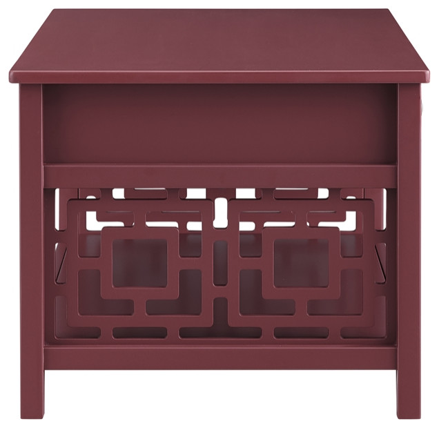 Riverbay Furniture Two Drawer Wood Coffee Table in Merlot Red   Contemporary   Coffee Tables   by Homesquare  Houzz