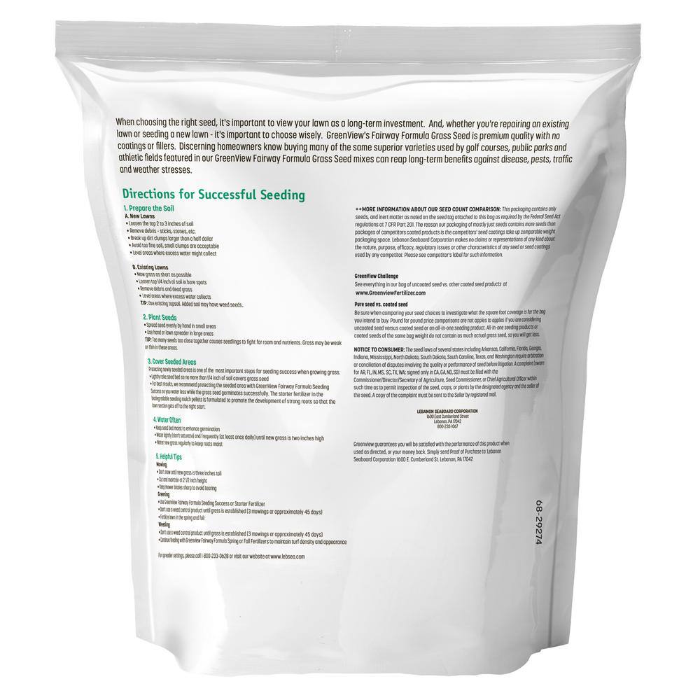 GreenView 7 lbs. Fairway Formula Grass Seed Turf Type Tall Fescue Sun and Shade Blend 2829347